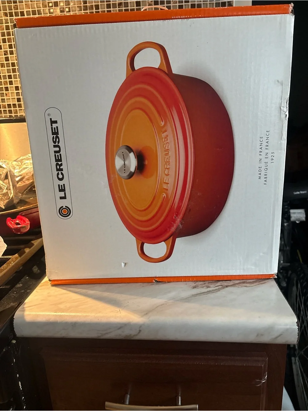 Le Creuset Orange Round Enameled Cast Iron Casserole